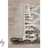 Saffia Natural Grey Ethnic Prints Plush Boho Rug