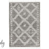 Saffia Natural Grey Ethnic Prints Plush Boho Rug