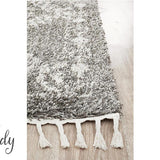 Saffia Natural Grey Ethnic Prints Plush Boho Rug