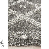 Saffia Natural Grey Ethnic Prints Plush Boho Rug