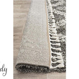 Saffia Natural Grey Ethnic Prints Plush Boho Rug