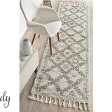 Saffia Natural Ethnic Prints Plush Boho Hallway Runner Rug