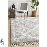 Saffia Silver Ethnic Prints Plush Boho Rug