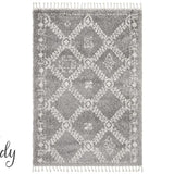 Saffia Silver Ethnic Prints Plush Boho Hallway Runner Rug
