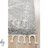 Saffia Silver Ethnic Prints Plush Boho Hallway Runner Rug