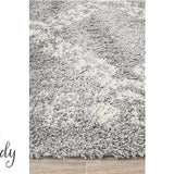 Saffia Silver Ethnic Prints Plush Boho Rug