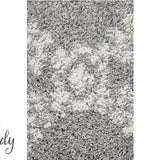 Saffia Silver Ethnic Prints Plush Boho Hallway Runner Rug