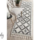 Saffia Natural Off-White Ethnic Prints Plush Boho Rug