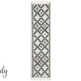 Saffia Natural Off-White Ethnic Prints Plush Boho Rug