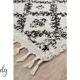 Saffia Natural Off-White Ethnic Prints Plush Boho Rug