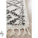Saffia Natural Off-White Ethnic Prints Plush Boho Rug
