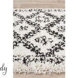 Saffia Natural Off-White Ethnic Prints Plush Boho Rug