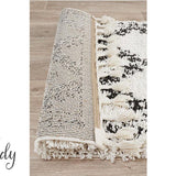 Saffia Natural Off-White Ethnic Prints Plush Boho Rug