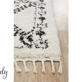 Saffia Natural Off-White Ethnic Prints Plush Boho Rug
