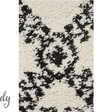Saffia Natural Off-White Ethnic Prints Plush Boho Rug
