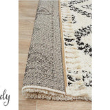 Saffia Natural Off-White Ethnic Prints Plush Boho Rug