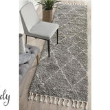 Saffia Natural Grey Tribal Imprints Plush Boho Rug