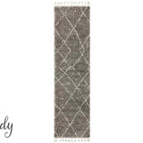 Saffia Natural Grey Tribal Imprints Plush Boho Rug