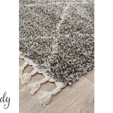 Saffia Natural Grey Tribal Imprints Plush Boho Rug