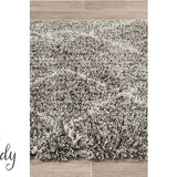 Saffia Natural Grey Tribal Imprints Plush Boho Rug