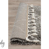 Saffia Natural Grey Tribal Imprints Plush Boho Rug