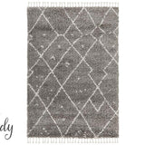 Saffia Natural Grey Tribal Imprints Plush Boho Rug