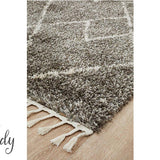 Saffia Natural Grey Tribal Imprints Plush Boho Rug
