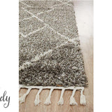 Saffia Natural Grey Tribal Imprints Plush Boho Rug