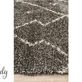 Saffia Natural Grey Tribal Imprints Plush Boho Rug