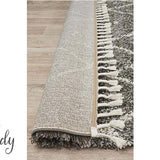 Saffia Natural Grey Tribal Imprints Plush Boho Rug