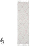 Saffia Pink Tribal Imprints Plush Boho Hallway Runner Rug