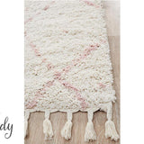 Saffia Pink Tribal Imprints Plush Boho Hallway Runner Rug