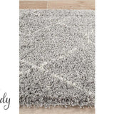 Saffia Silver Tribal Imprints Plush Boho Rug