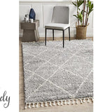 Saffia Silver Tribal Imprints Plush Boho Rug