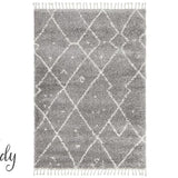 Saffia Silver Tribal Imprints Plush Boho Rug