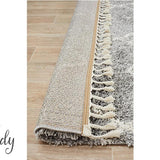 Saffia Silver Tribal Imprints Plush Boho Rug