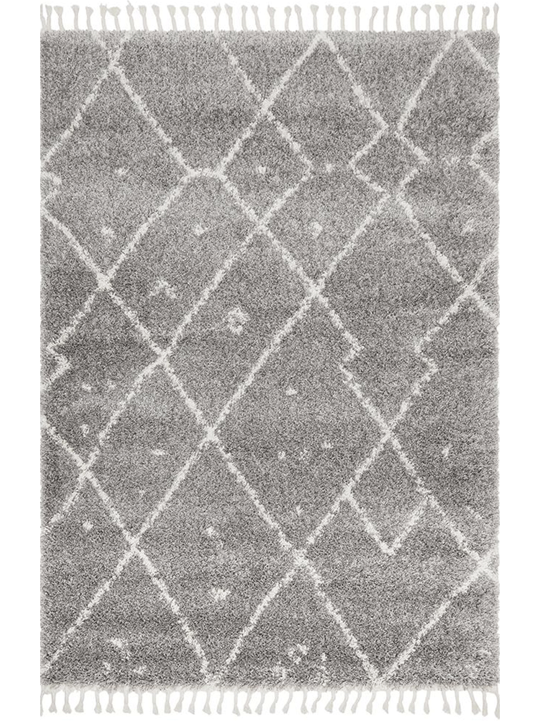 Saffia Silver Tribal Imprints Plush Boho Rug