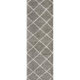 Saffia Natural Grey Diamonds Plush Boho Hallway Runner Rug
