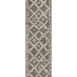 Saffia Natural Grey Ethnic Prints Plush Boho Hallway Runner Rug