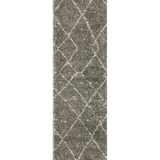 Saffia Natural Grey Tribal Imprints Plush Boho Hallway Runner Rug