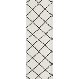Saffia Natural Off-White Diamonds Plush Boho Hallway Runner Rug