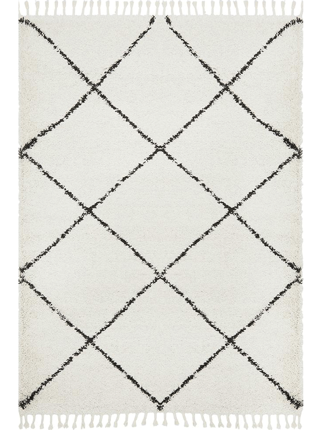 Saffia Natural Off-White Diamonds Plush Boho Rug