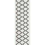 Saffia Natural Off-White Zigzag Brown Plush Boho Hallway Runner Rug