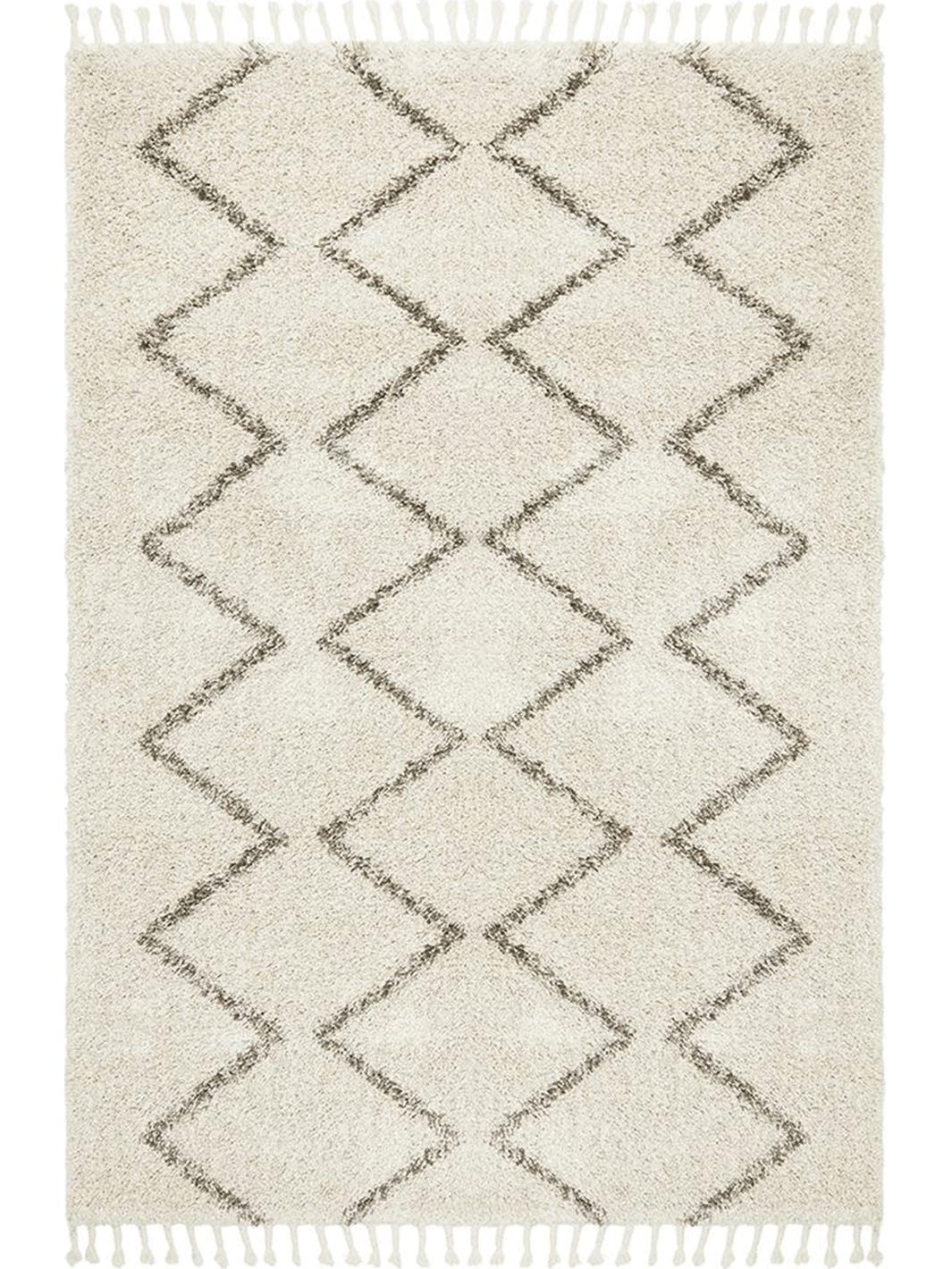 Saffia Natural Zigzag Plush Boho Rug