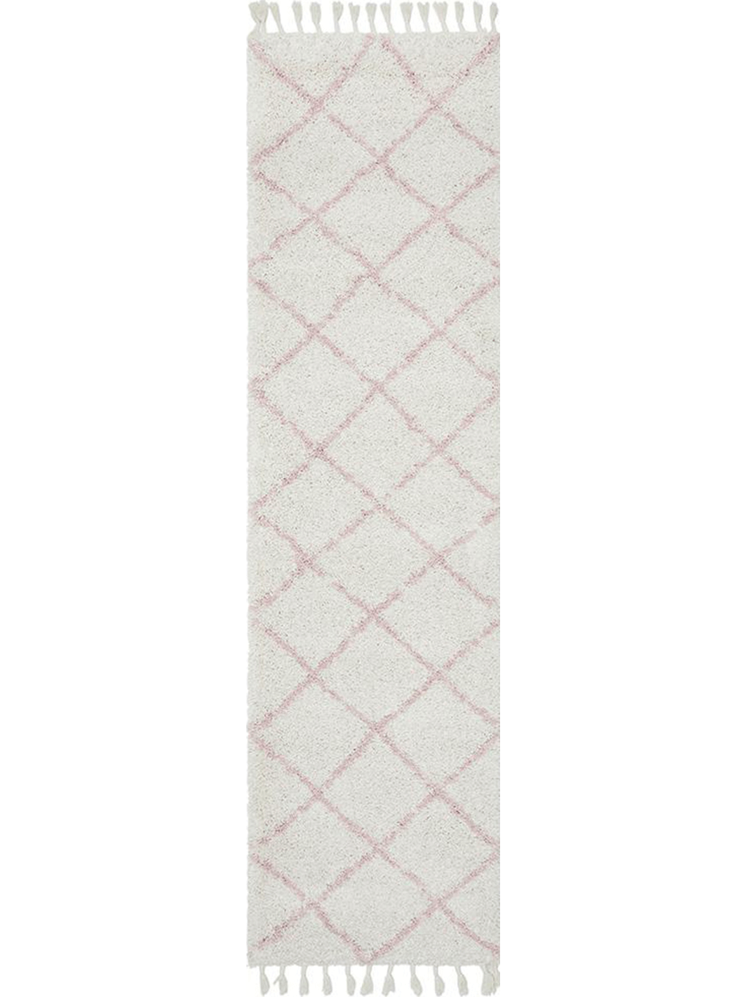 Saffia Pink Diamonds Plush Boho Hallway Runner Rug