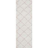 Saffia Pink Diamonds Plush Boho Hallway Runner Rug