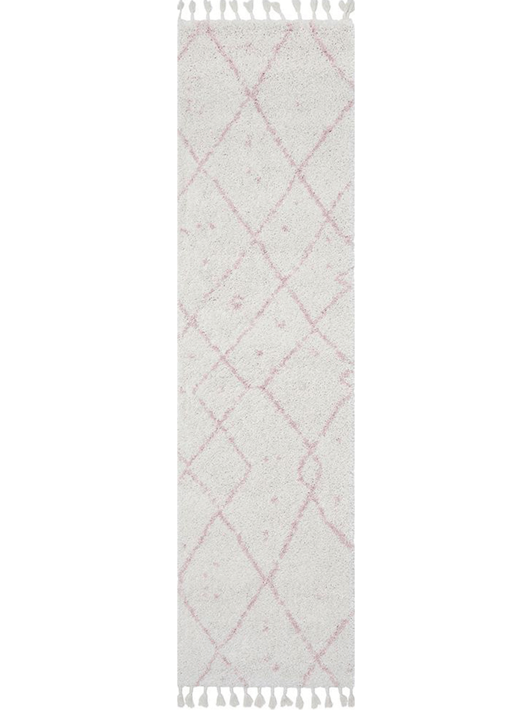 Saffia Pink Tribal Imprints Plush Boho Hallway Runner Rug