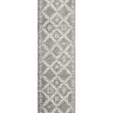 Saffia Silver Ethnic Prints Plush Boho Hallway Runner Rug