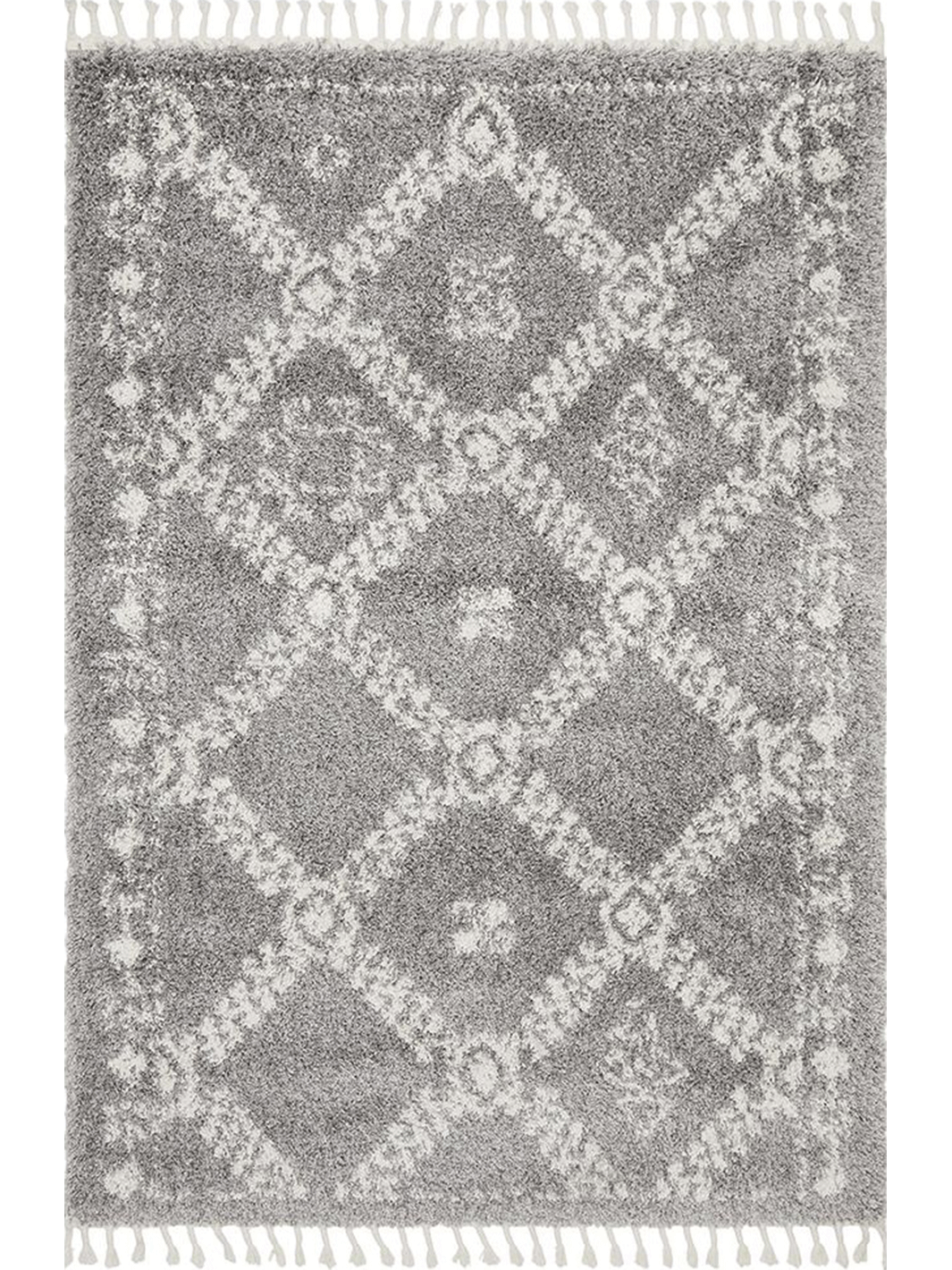 Saffia Silver Ethnic Prints Plush Boho Rug