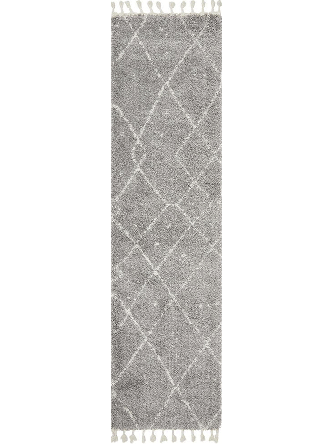 Saffia Silver Tribal Imprints Plush Boho Hallway Runner Rug